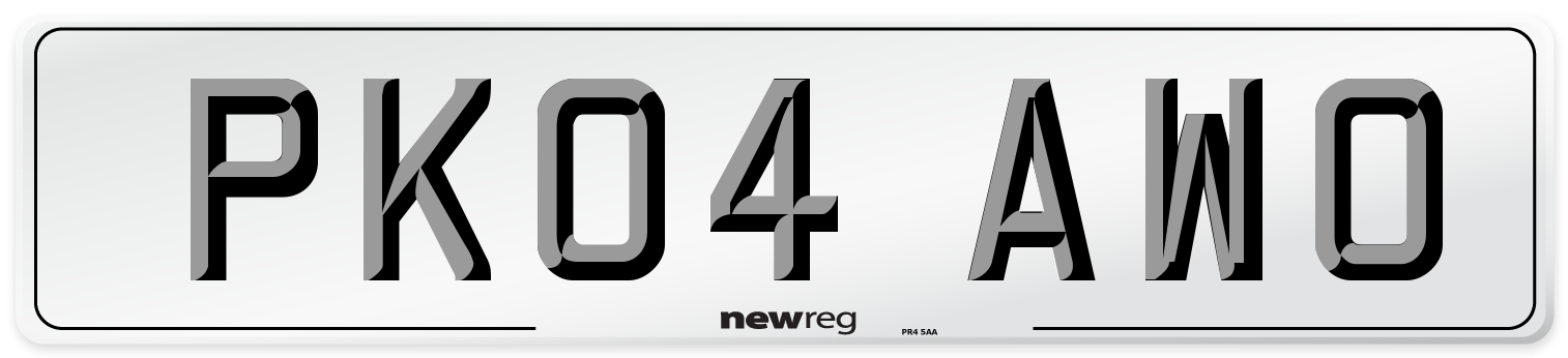 PK04 AWO Number Plate from New Reg